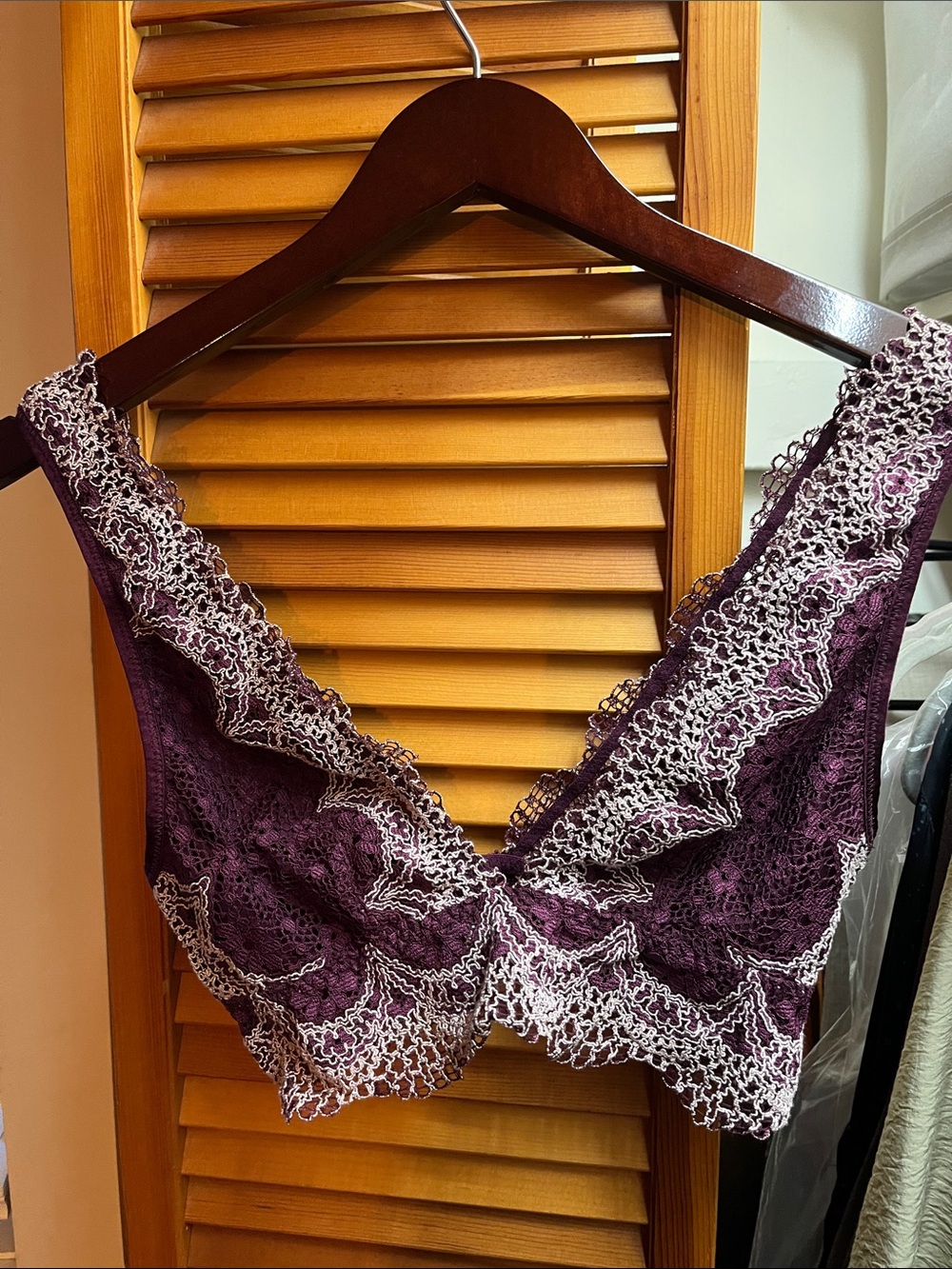 Victoria's Secret Plum Lace Bralette with Ivory Trim